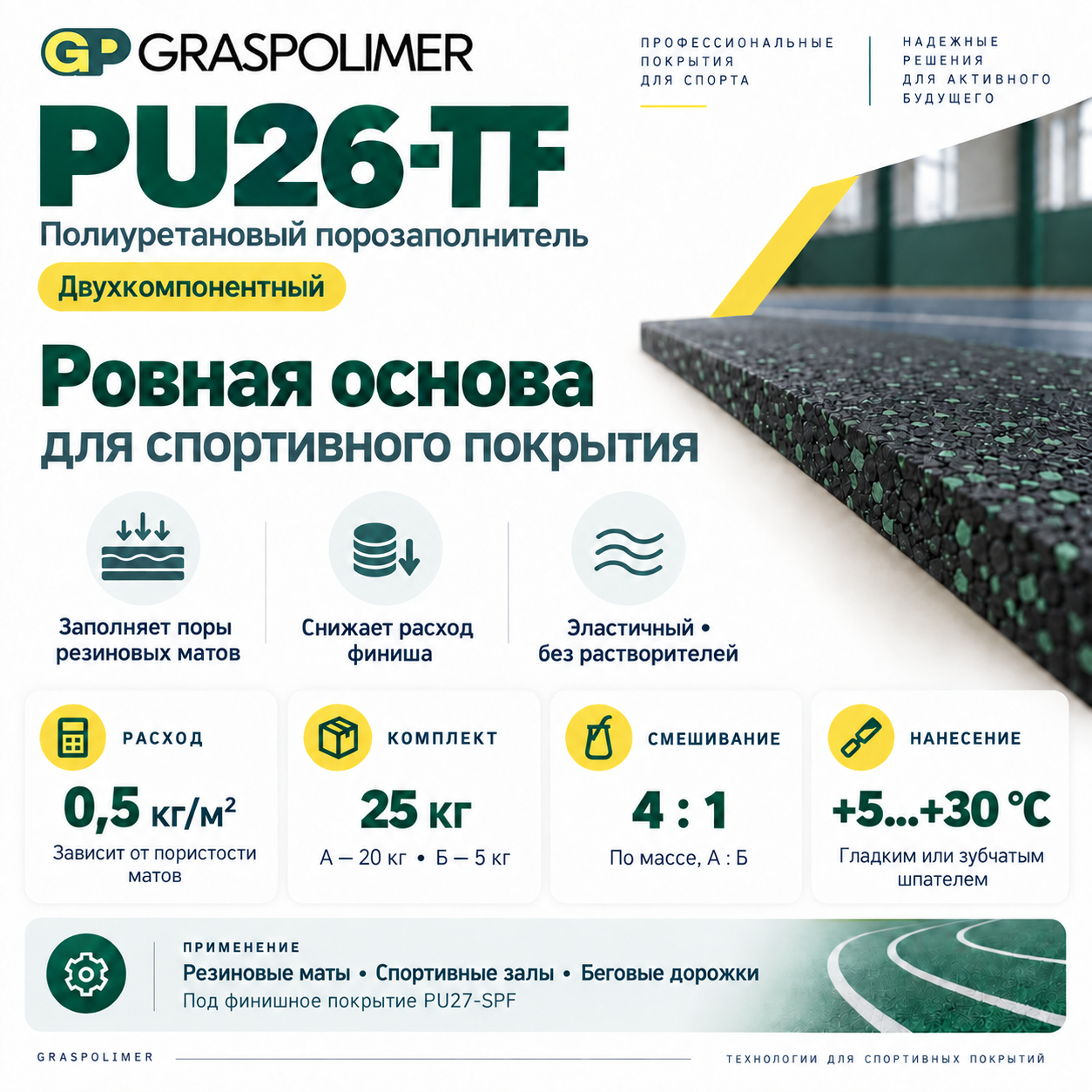 Двухкомпонентный полиуретановый порозаполнитель GRASPOLIMER PU26-TF — слайд 2
